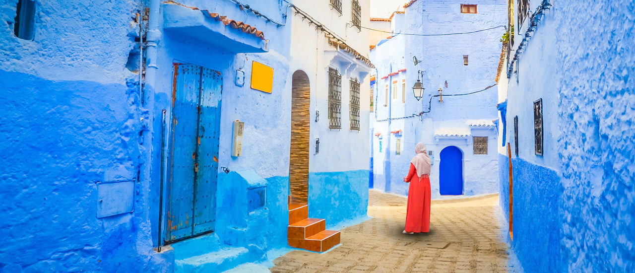 Típicas calles azules de Chefchaouen, en Marruecos