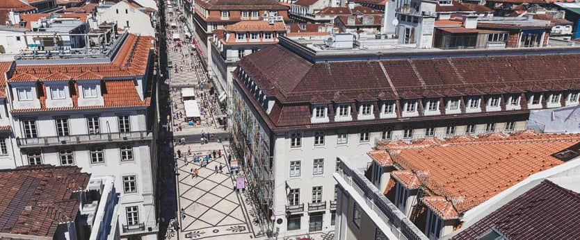 Vista aérea de las calles de Lisboa