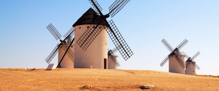 Molinos de viento de Don Quijote en Castilla-La Mancha (España)