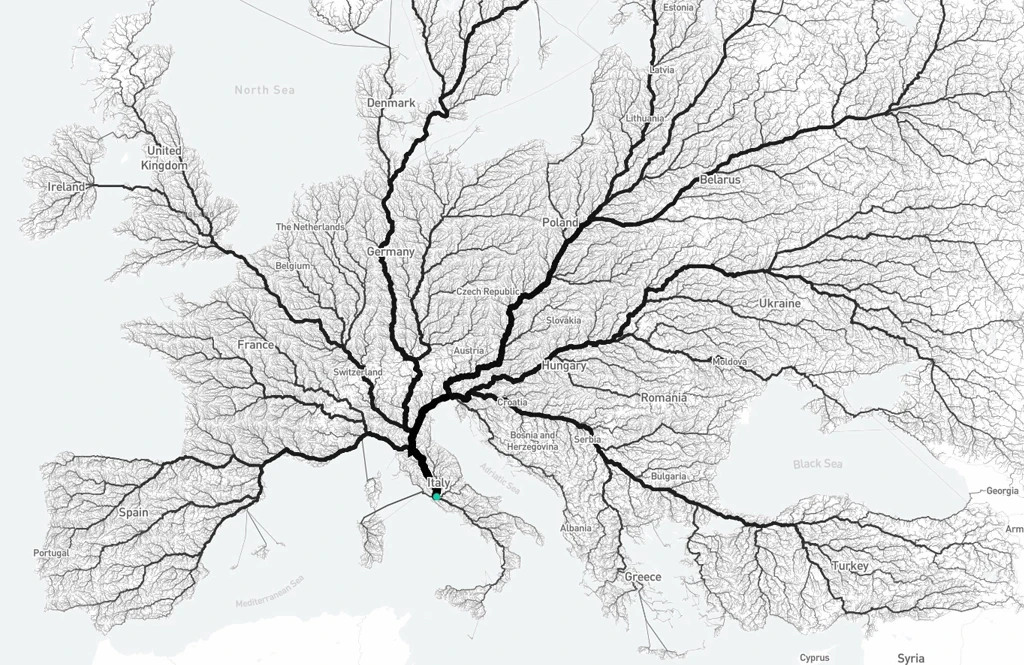 Mapa: Todos los caminos conducen a Roma